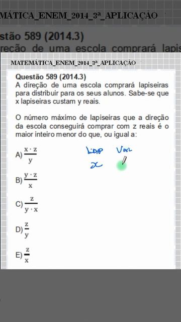 MATEMÁTICA ENEM 2014 3ª 589 REGRA DE TRÊS смотреть онлайн
