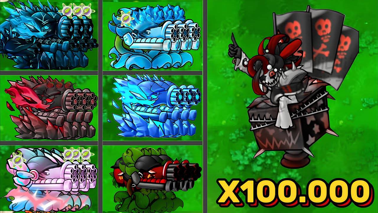 PVZ 1 Fusion 2.3 - Все Гибриды Горохострелов VS X100.000 Ультимативная Клоун-Королева Зомби - Кто По смотреть онлайн