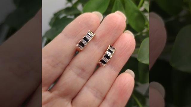 Серёжки с черно-белыми вставками, замок-конго, Xuping 20 BYN Доставка по БЕЛАРУСИ смотреть онлайн