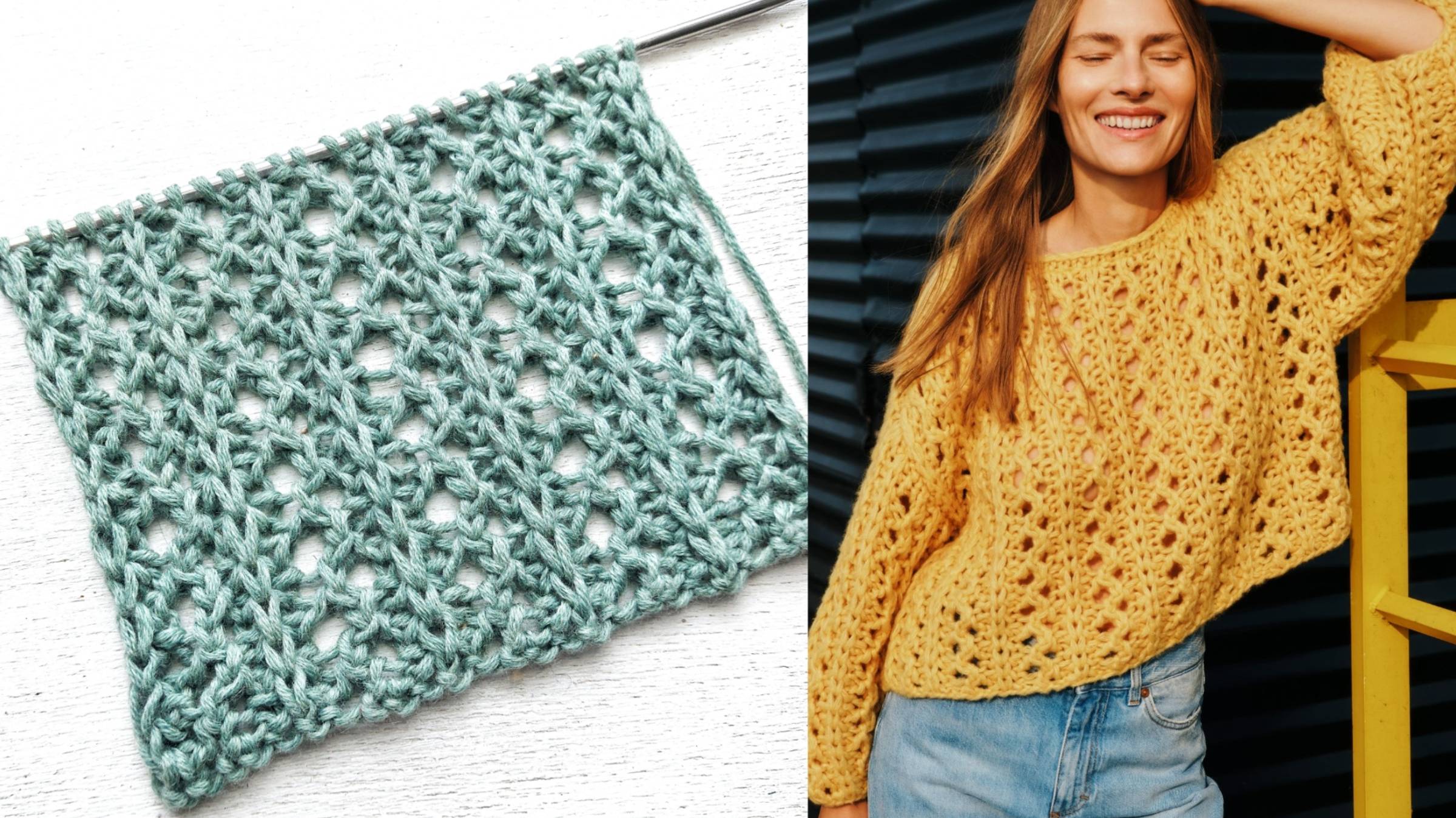 Простой ажурный узор джемпера от Ирис фон Арним / Универсальный узор спицами смотреть онлайн