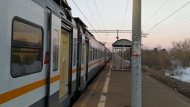 Электропоезд ЭП2Д-0080 ЦППК платформа Орудьево 20.03.2022 смотреть онлайн