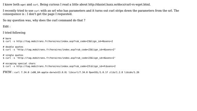 Unix & Linux: Why does curl command take urls with parameters as input? смотреть онлайн