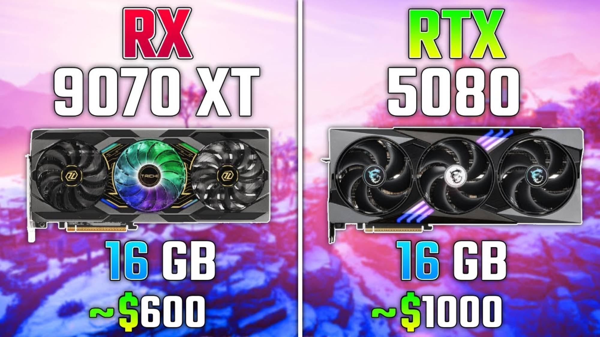 AMD RX 9070 XT против RTX 5080 | Тест в 7 играх 2160p смотреть онлайн