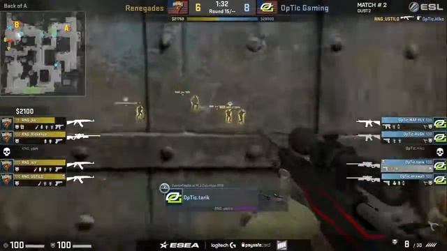 CSGO -Tarik gets quad kill with awp on Dust 2 - Optic vs Renegades - ESL Proleague 2017 смотреть онлайн