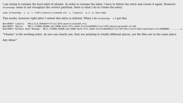 Having Trouble adding UEFI entry using efibootmgr смотреть онлайн