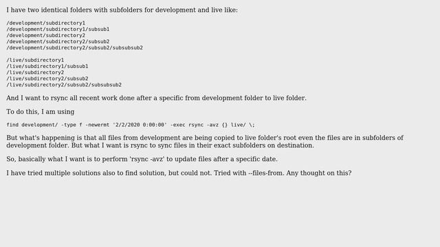 Unix & Linux: Rsync with specific day condition in respective subdirectories смотреть онлайн