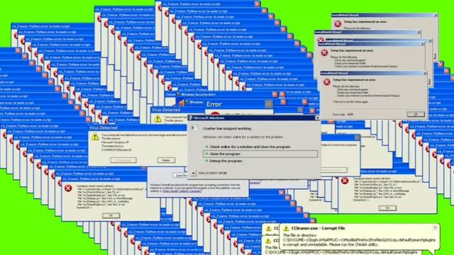 Windows Error Green Screen - Green Screen Video of Windows Error Screen смотреть онлайн