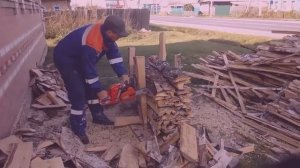 Как пилить срезку на дрова.