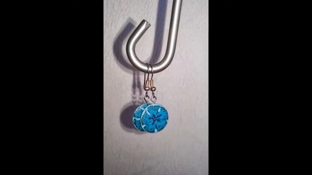 Handmade Polymer Clay Earrings- Blue Flower Pattern смотреть онлайн