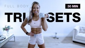 Caroline Girvan - 30 MIN TRISETS Full Body Workout with Dumbbells | Strength Training