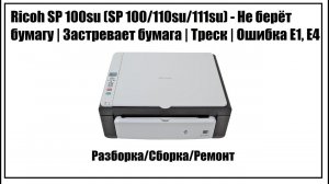Ricoh SP 100su (100/110su/111su) – Не берёт бумагу | Застревает бумага | Треск | Ошибка E1, E4
