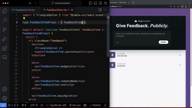 95. TypeScript for Props (FeedbackItem Prop) смотреть онлайн