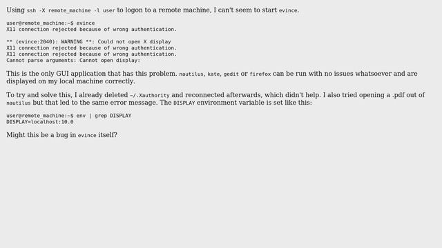 Unix & Linux: Evince can't establish X11 connection over ssh from remote machine смотреть онлайн