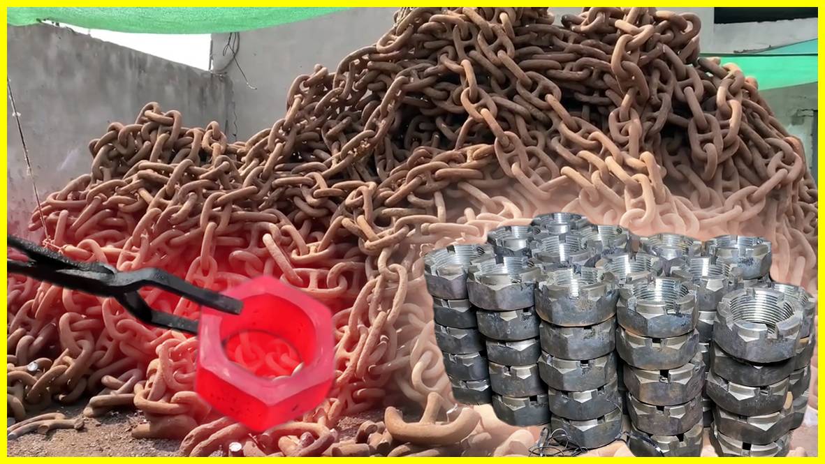 Производство гаек из якорной цепи, как это делают в Пакистане! смотреть онлайн