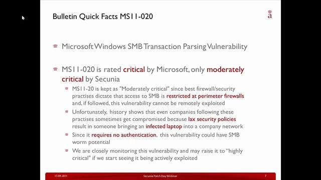 Secunia Webinar on Microsoft's Patch Tuesday: April 2011 смотреть онлайн
