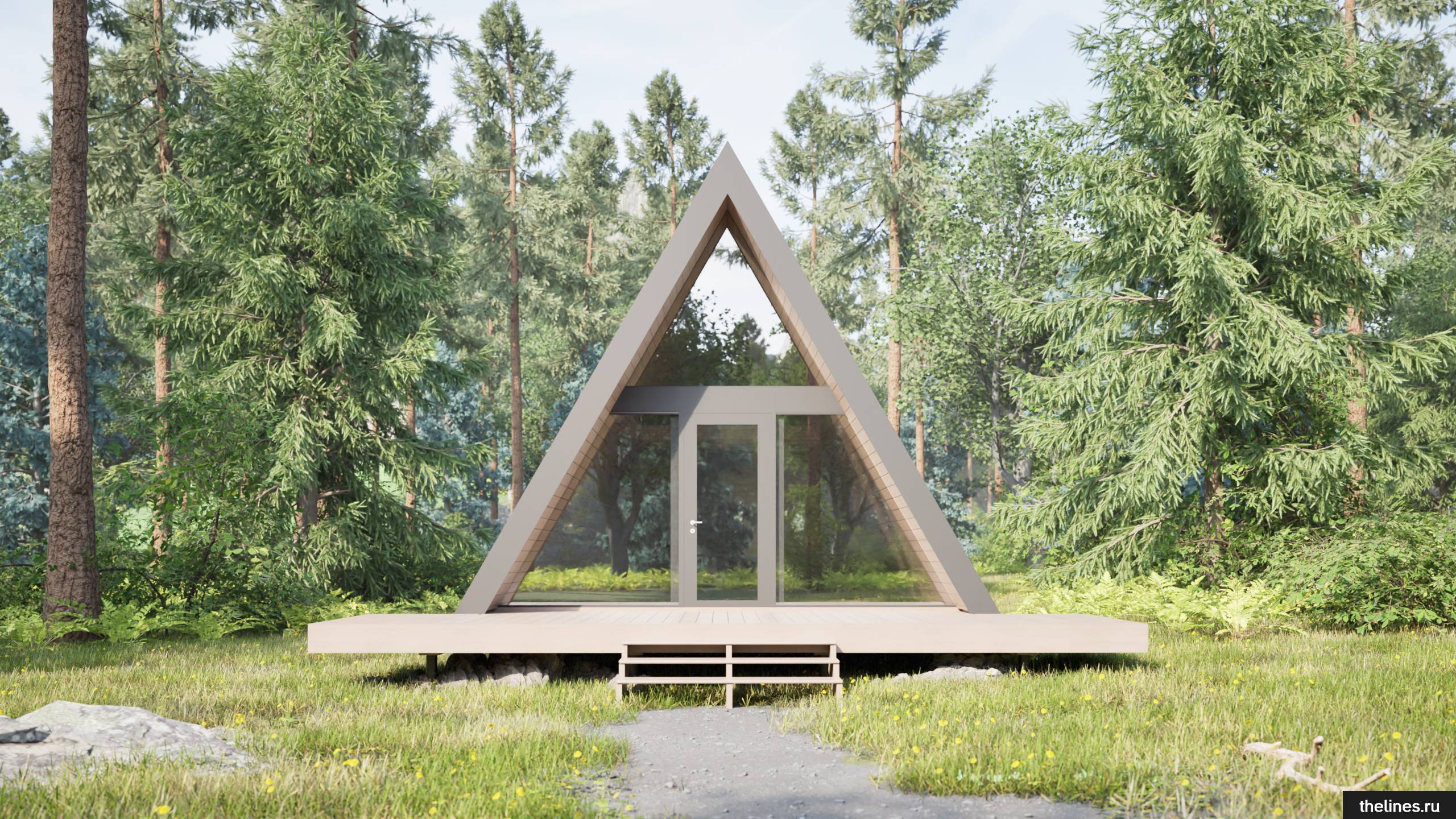 Aframe 45м2 A-45 домик для глемпинга