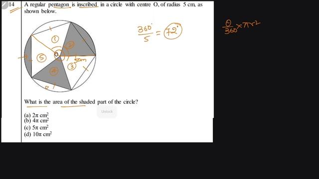 A regular pentagon is inscribed in a circle with centre O, of radius 5 cm, as shown below смотреть онлайн