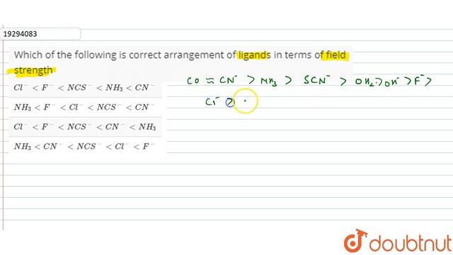 Which of the following is correct arrangement of ligands in terms of field strength смотреть онлайн