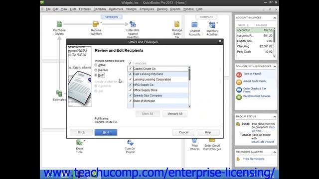 Intuit Quickbooks Tutorial 2013 Writing Letters with Quickbooks 24.1 Employee Group Training смотреть онлайн