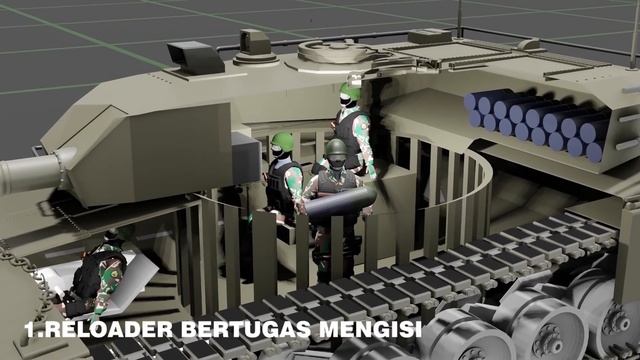 CARA KERJA TANK (LEOPARD 2 INDONESIA) ANIMATION 3D смотреть онлайн