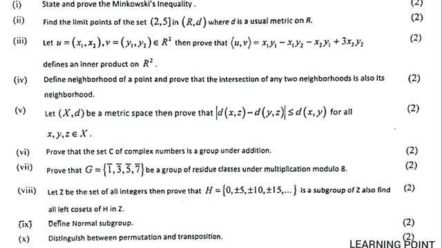 BS Maths 4th Semester paper of Mathematics B-IV (Metric Space and Group theory) 2021 смотреть онлайн