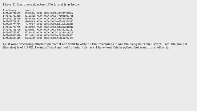 Unix & Linux: Parsing file in linux : store timestamps only смотреть онлайн