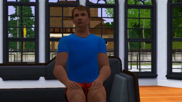 A man sitting on a sofa in The Sims 3 смотреть онлайн