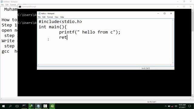 How to Write ,Compile and Run C Program on Windows using MinGW, GCC ,CMD and Notepad -Urdu Tutoria смотреть онлайн