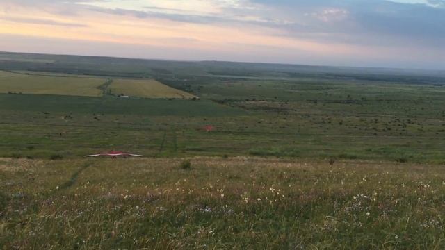 Полёт с северного склона, красивый закат