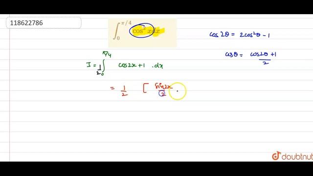 `int_(0)^(pi//4) cos^(2) x dx` смотреть онлайн