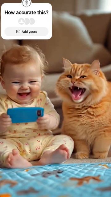 Cute Baby Fart & Cat #smile #ai #baby #cat #cute #tiktok #cartoon #meme #fart