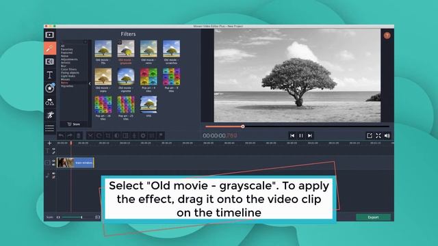 How to make a video black and white (Movavi Video Editor 15) смотреть онлайн