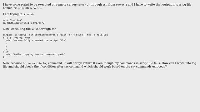 Unix & Linux: Log the output of ssh shell and preserve the exit status (2 Solutions!!) смотреть онлайн