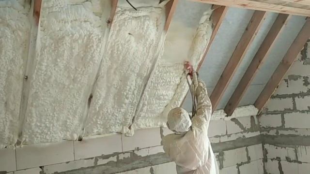 Утепление ППУ (125 м. кв., 15 см) в г. Отрадное смотреть онлайн