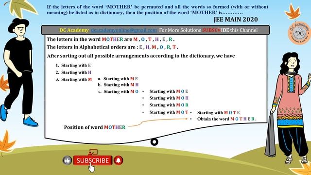 JEE Main 2020 : If the letters of the word ‘MOTHER’ be permuted and all the words so formed смотреть онлайн