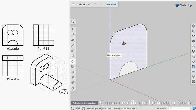 SKETCHUP online 3D. Dibujar otra pieza con curvas. Picuino con enlace. Drawing, dessiner. Free. смотреть онлайн