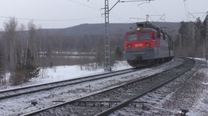 Грузовые поезда РЖД зимой на Транссибе | Железная дорога в Сибири