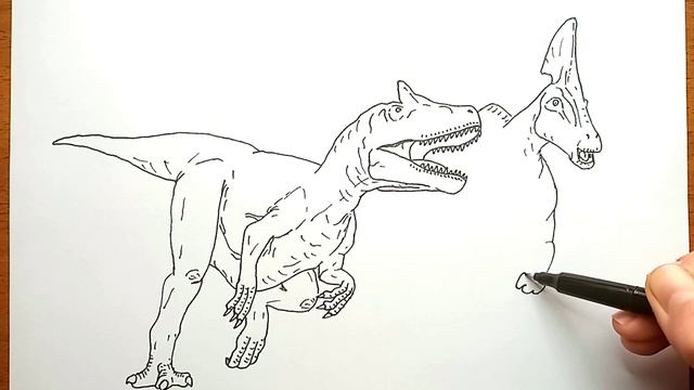 Allosaurus Taking Down An Olorotitan | Jurassic World Evolution | Drawing For Kids