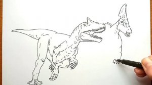 Allosaurus taking down an Olorotitan | Jurassic World Evolution | drawing for kids