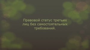 Правовой статус третьих лиц без самостоятельных требований