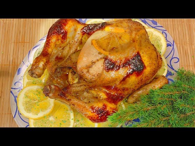 Новогодняя курица, запеченная с апельсинами смотреть онлайн