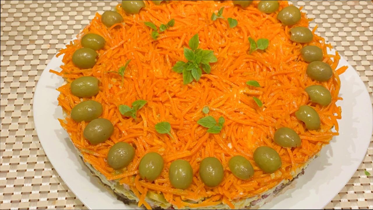 Салат с курицей, грибами, огурцами и морковью по корейски смотреть онлайн