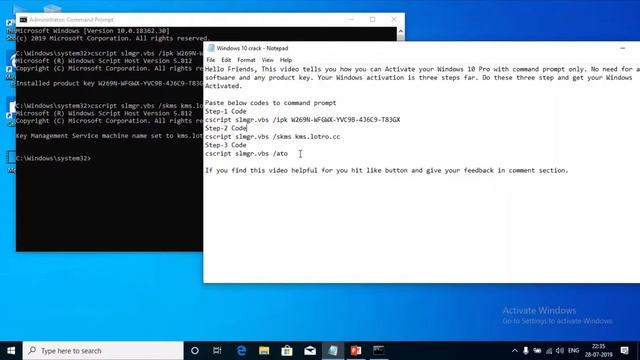 Windows 10 pro Free download |free Activation by cmd full easy| | विंडोज 10 फ्री Activate key смотреть онлайн