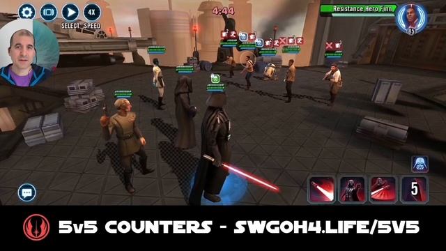 5v5 - Undersize Palpatine vs Finn Heroes | SWGOH GAC EP vs Resistance Counter смотреть онлайн