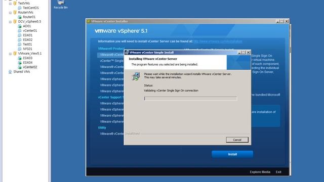 Nested Lab of VMware Workstation for View 5.1 - Install vCenter Server смотреть онлайн