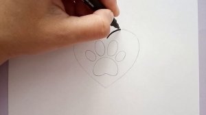 Как нарисовать лапку в сердечке