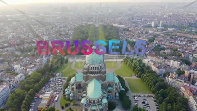 Inscription on video. Brussels, Belgium. National Basilica of the Sacred Heart. Early morning. Ligh смотреть онлайн