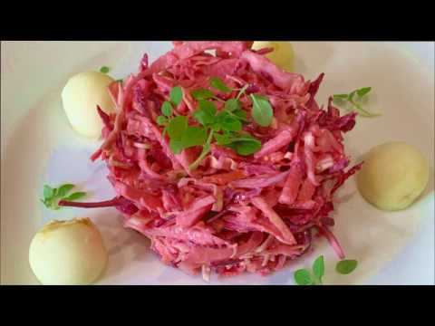 Капустный салат с яблоком, свеклой и морковью смотреть онлайн
