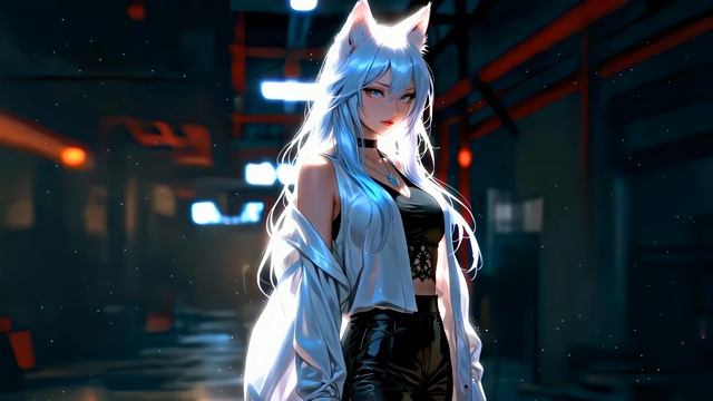 Миленькая Некотсуме с Кошачьими Ушками | Cute Silver-Haired Nekomusume - Живые Обои смотреть онлайн