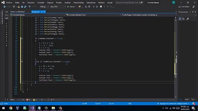 Practica 1 Comida Rápida C# Windows Form смотреть онлайн